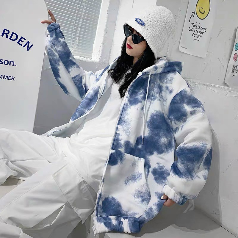 Áo Khoác Nỉ Nam Nữ Dây Kéo Loang Màu | BigBuy360 - bigbuy360.vn