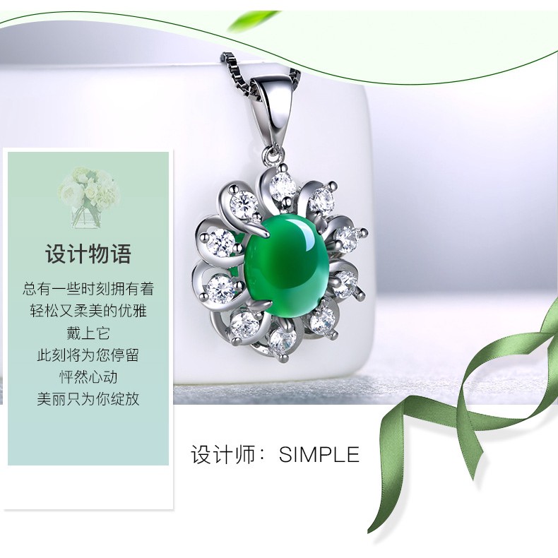 Dây chuyền/Mặt dây chuyền mạ bạc 925 tự nhiên phong cách Hàn Quốc qu-5598