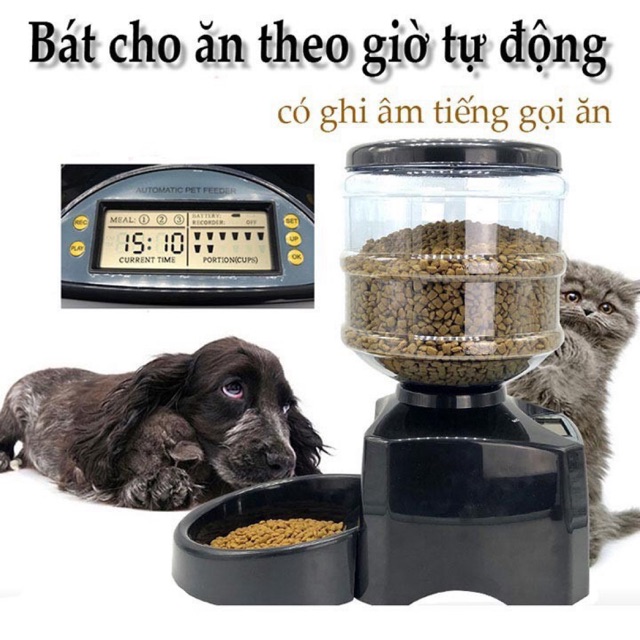 Máy bát ăn hẹn giờ cho ăn tự động 5.5L Có ghi âm gọi ăn