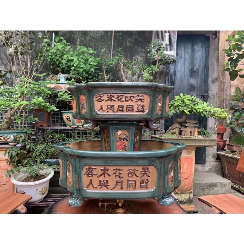 Chậu bon sai chữ nhật giả cổ - chậu trồng cây bon sai to