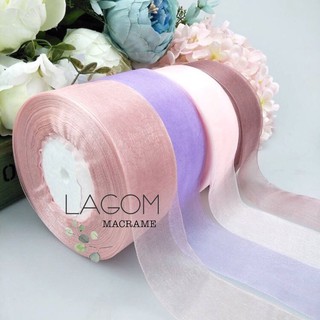 10m Ruy băng voan 4cm làm handmade, thắt nơ bó hoa