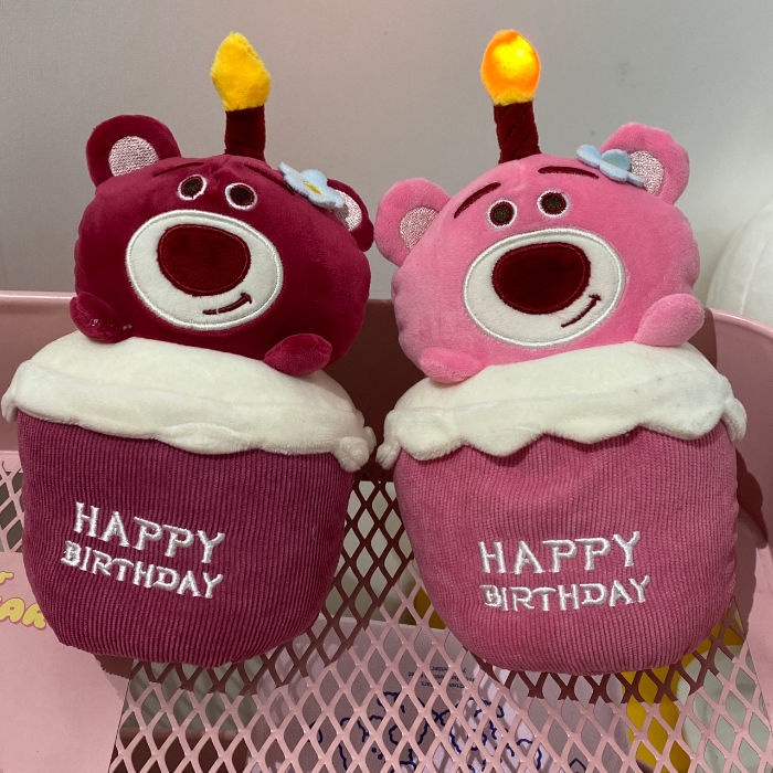 Nến Hình Chú Gấu Quả Dâu Hoạt Hình Dễ Thương Phát Sáng Có Nhạc