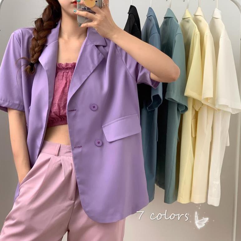 Xiaozhainv Áo Blazer ngắn tay thời trang Hàn Quốc dễ phối đồ | BigBuy360 - bigbuy360.vn