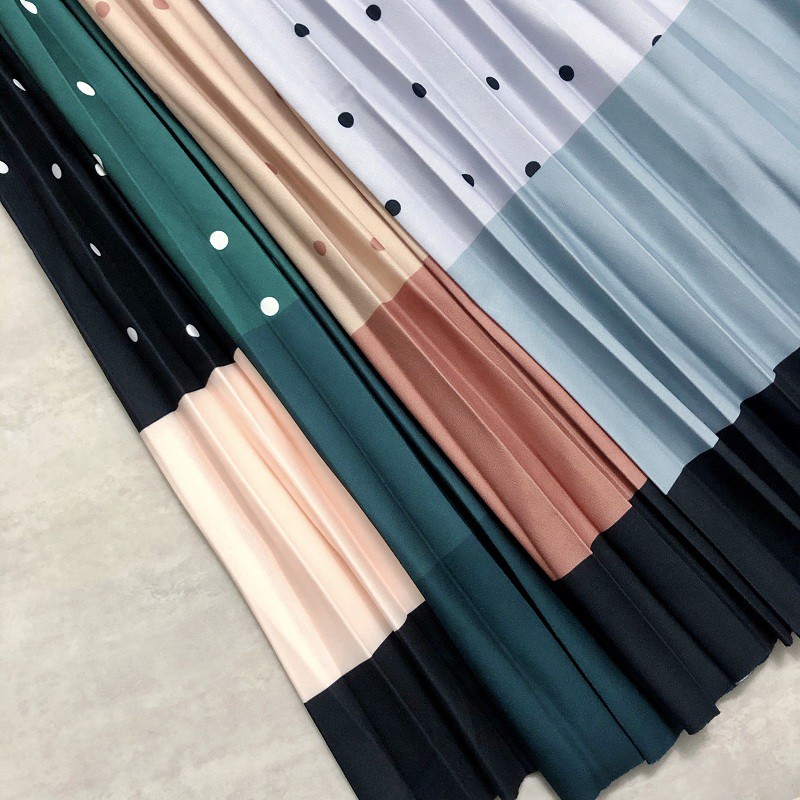 Chân Váy midi cotton Dài Lưng Cao Họa Tiết Chấm Bi / Kẻ Sọc Thời Trang vintage Cho Nữ