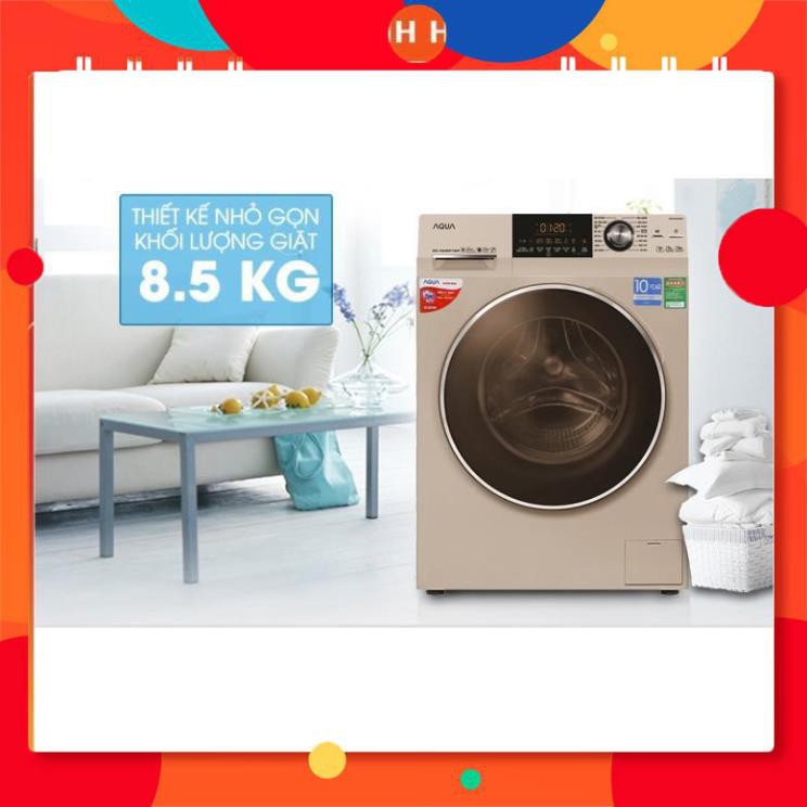 [ VẬN CHUYỂN MIỄN PHÍ KHU VỰC HÀ NỘI ] Máy giặt Aqua cửa ngang 8.5 kg màu vàng kim AQD-DD850A.N - [ Bmart247 ] 24h