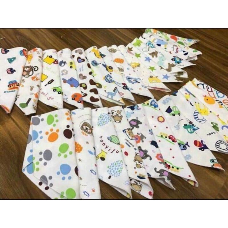 set 10 chiếc yếm cotton 2 cúc bấm giữ ấm cổ, ngực cho bé
