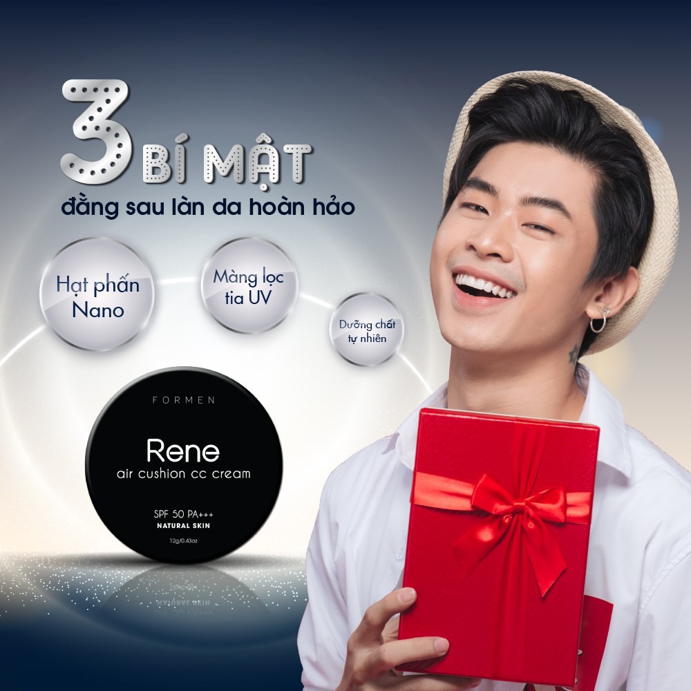 Phấn Nước Che Khuyết Điểm Siêu Mịn Và Chống Nắng Rene Air Cushion CC Cream SPF 50PA+++ cho Nam Giới