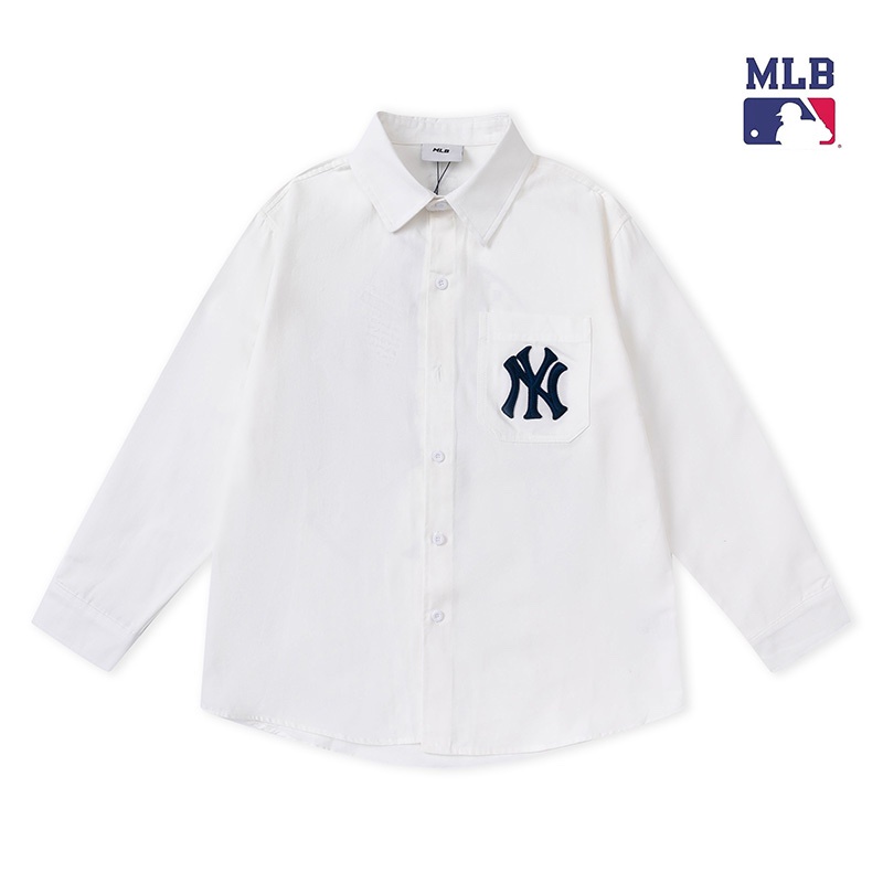❤❀  ❤ Áo Sơ Mi Tay Dài Thêu Họa Tiết MLB NY Phong Cách Retro Mới Cho Cặp Đôi
