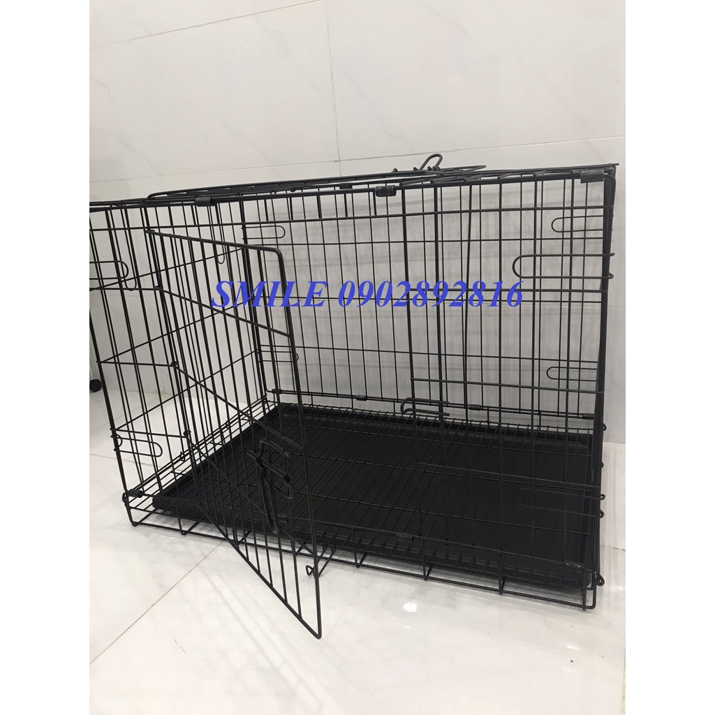 Tặng Kèm Khay Vệ Sinh Chuồng, Lồng Thú Cưng Chó Mèo Pet Gấp Gọn Nan Cực Dày Size 80*55*50cm
