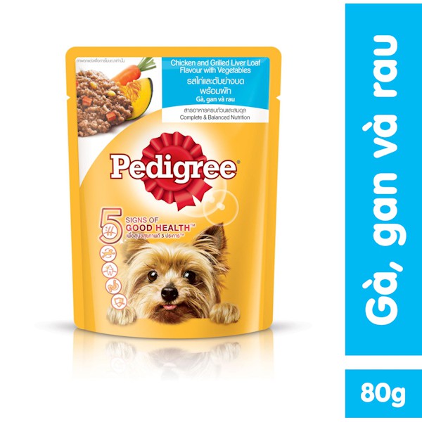 Thức ăn cho chó lớn dạng sốt Pedigree vị gà, gan và rau 80g