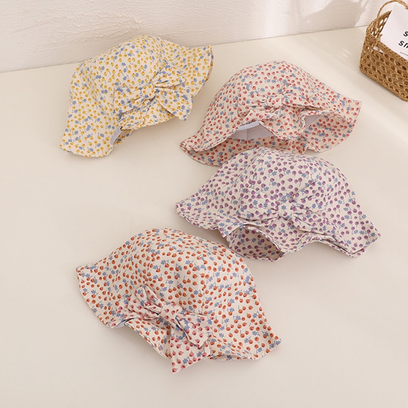 Mũ Tai Bèo Chống Nắng Đính Nơ Có Dây Đeo Chống Gió Thời Trang Mùa Hè Cho Bé