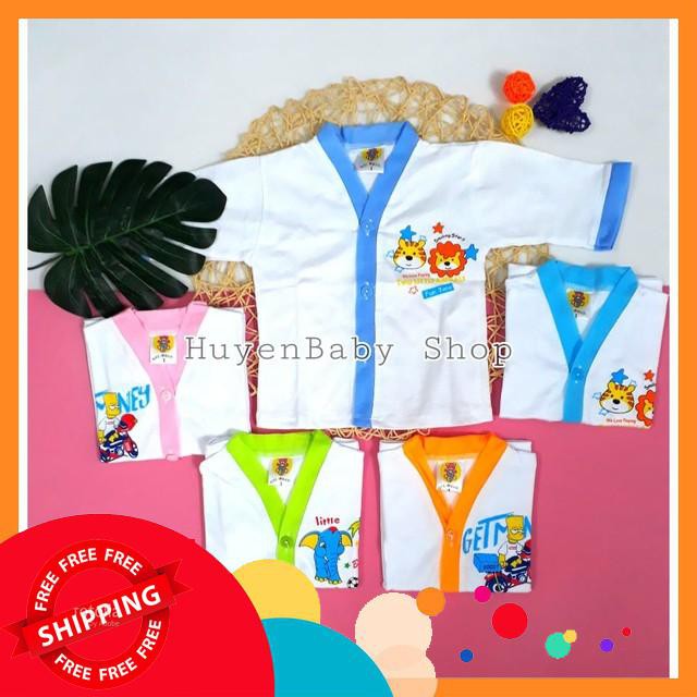 (Free ship) Bộ 10 Áo sơ sinh tay dài màu trắng Hello Baby cho bé từ 3-11,3kg loại đẹp