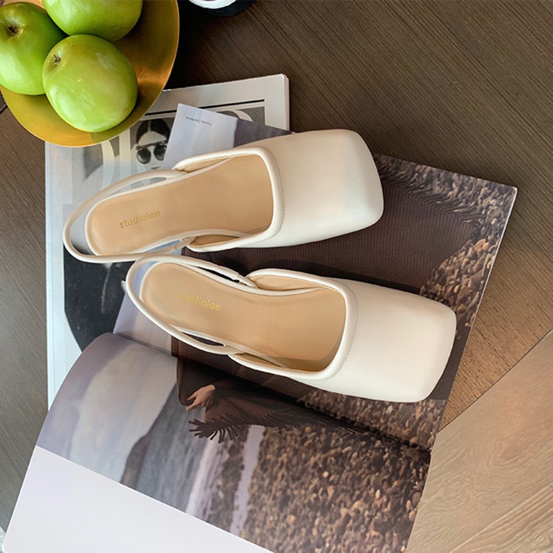 Giày sandal IELGY mũi vuông co giãn dễ phối đồ cho nữ