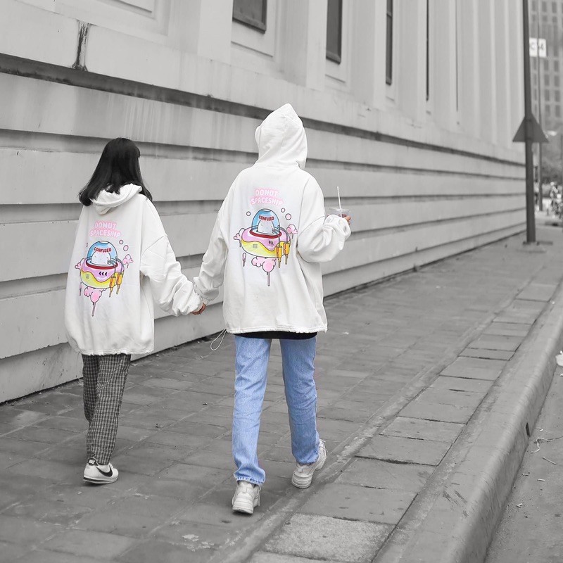 Áo Hoodie DONUT SPACESHIP unisex form rộng kèm ảnh thật