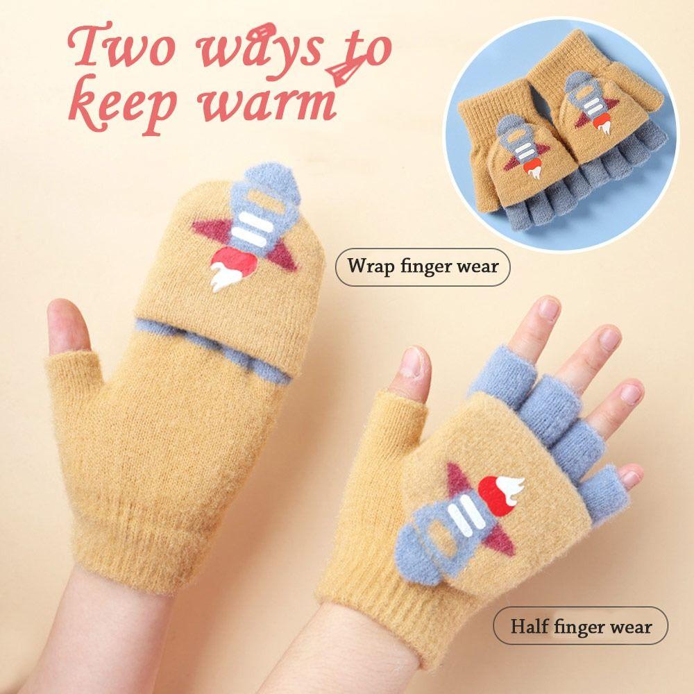 Găng Tay Lông Nhung Dày Mềm Mại Giữ Ấm Mùa Đông Cho Bé 5-12 Tuổi
