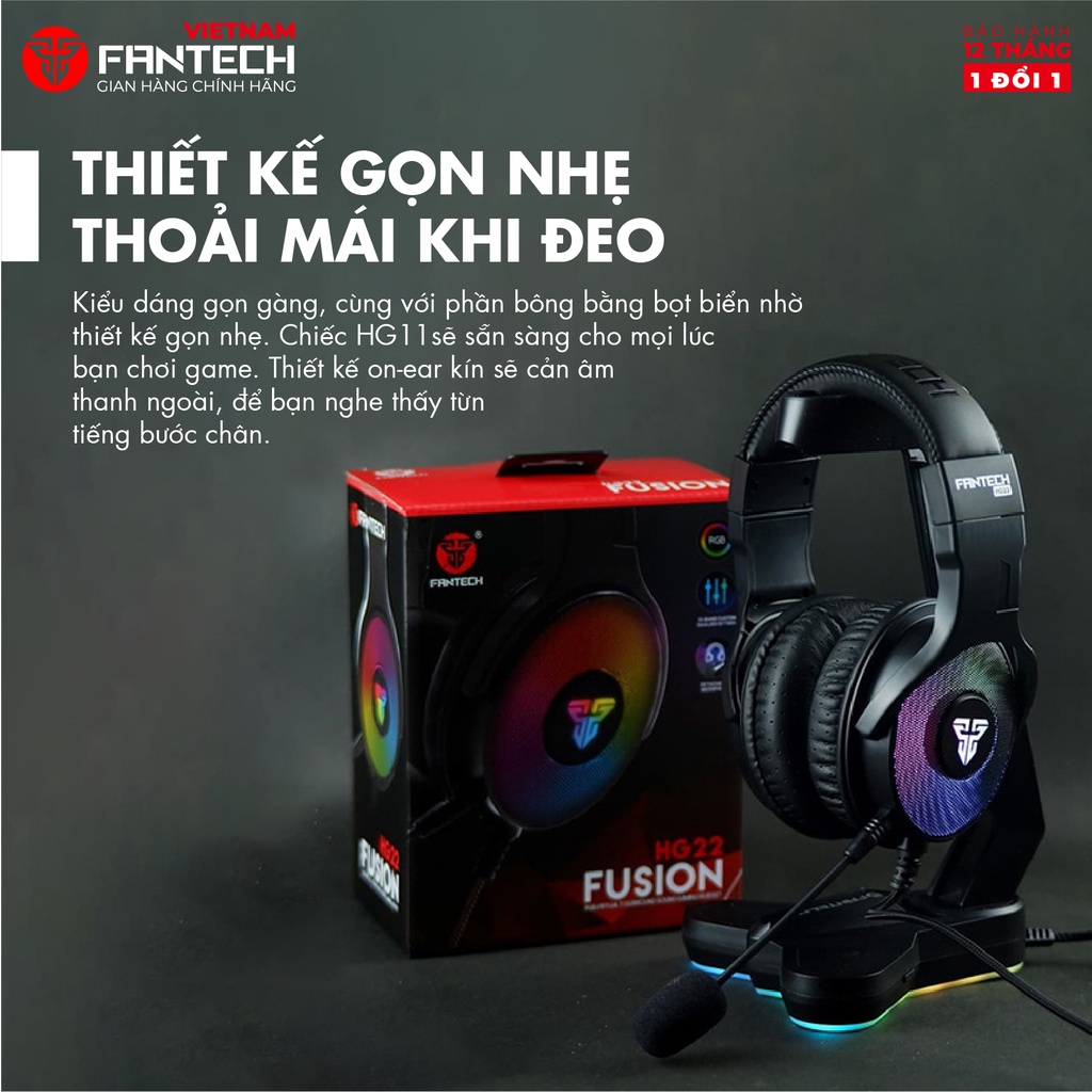 Tai nghe Gaming có dây Fantech HG22 7.1 âm thanh vòm, led RGB, jack cắm USB, dùng cho PC và PS4