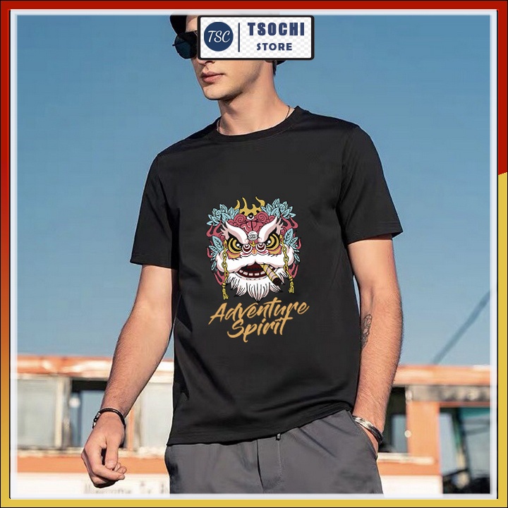 Áo thun nam tay ngắn, áo phông nam cao cấp chất cotton thoáng mát in hình Kì Lân CZ628