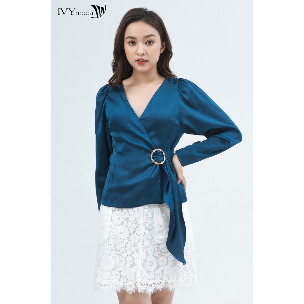 Áo sơ mi lụa nữ IVY moda MS 17B7685