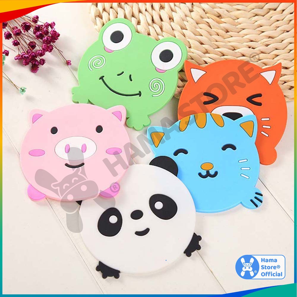 Miếng lót ly silicon chống trượt HAMA in hình thú dễ thương | GD_NB_014
