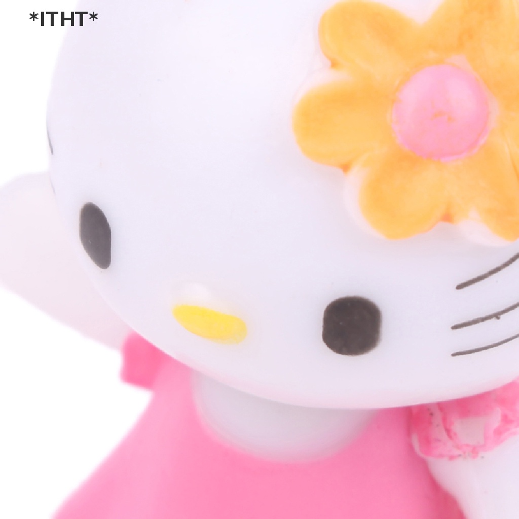 Bộ 6 Mô Hình Mèo Hello Kitty Mini Bằng Nhựa Resin Để Bàn Trang Trí