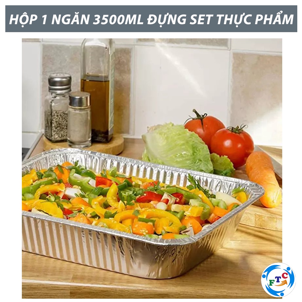 Hộp nhôm 1 ngăn cớ lớn 3500 ml  đựng thực phẩm dùng 1 lần, VSAT TP