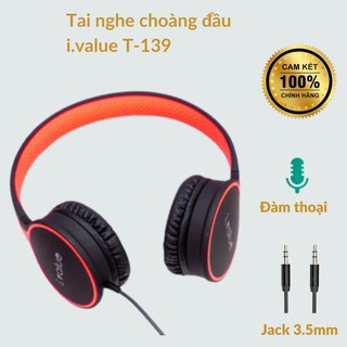 Tai nghe có dây choàng đầu có mic i.value T-139, Đàm thoại, Chụp tai, Hàng chính hãng
