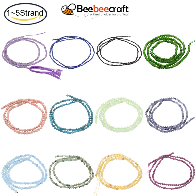 Set 1~5 Sợi Dây Xỏ Hạt Màu Đen/Ô Liu Tự Nhiên Hình Tròn 2~4mm Kích Thước 97~260 Cái/strand 32~40cm