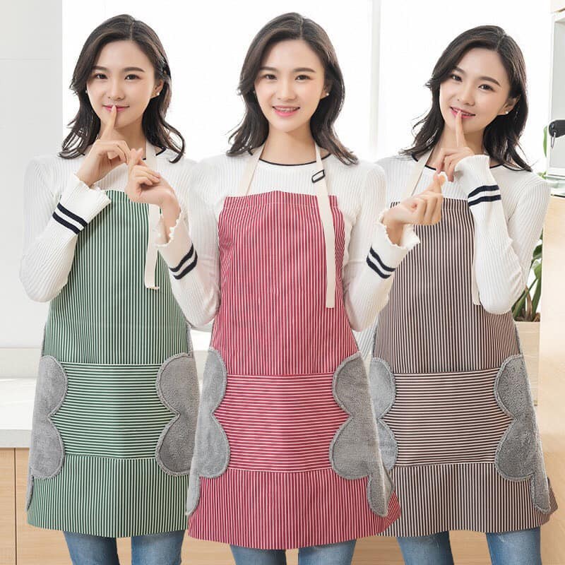 Tạp dề nấu ăn vải cotton in hình và chữ Cooking dễ thương