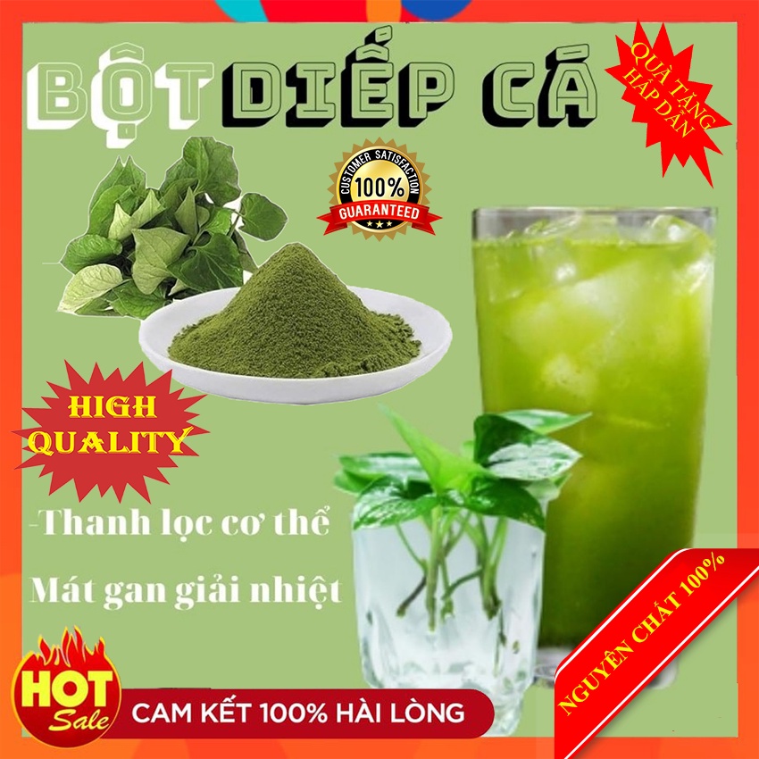 Bột rau diếp cá sấy lạnh nguyên chất 100% hữu cơ Organic uống liền đắp mặt mát gan giảm mụn thâm nám dùng thay lá tươi