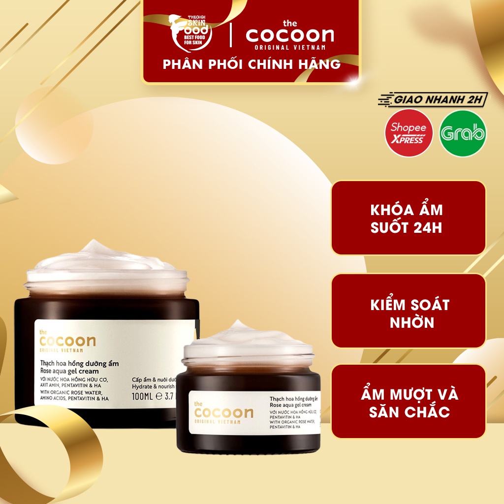 Kem Dưỡng Ẩm Dạng Thạch Từ Hoa Hồng The Cocoon Rose Aqua Gel Cream