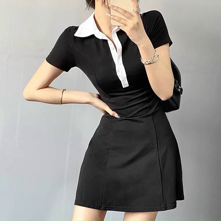 Đầm xòe viền trắng D036