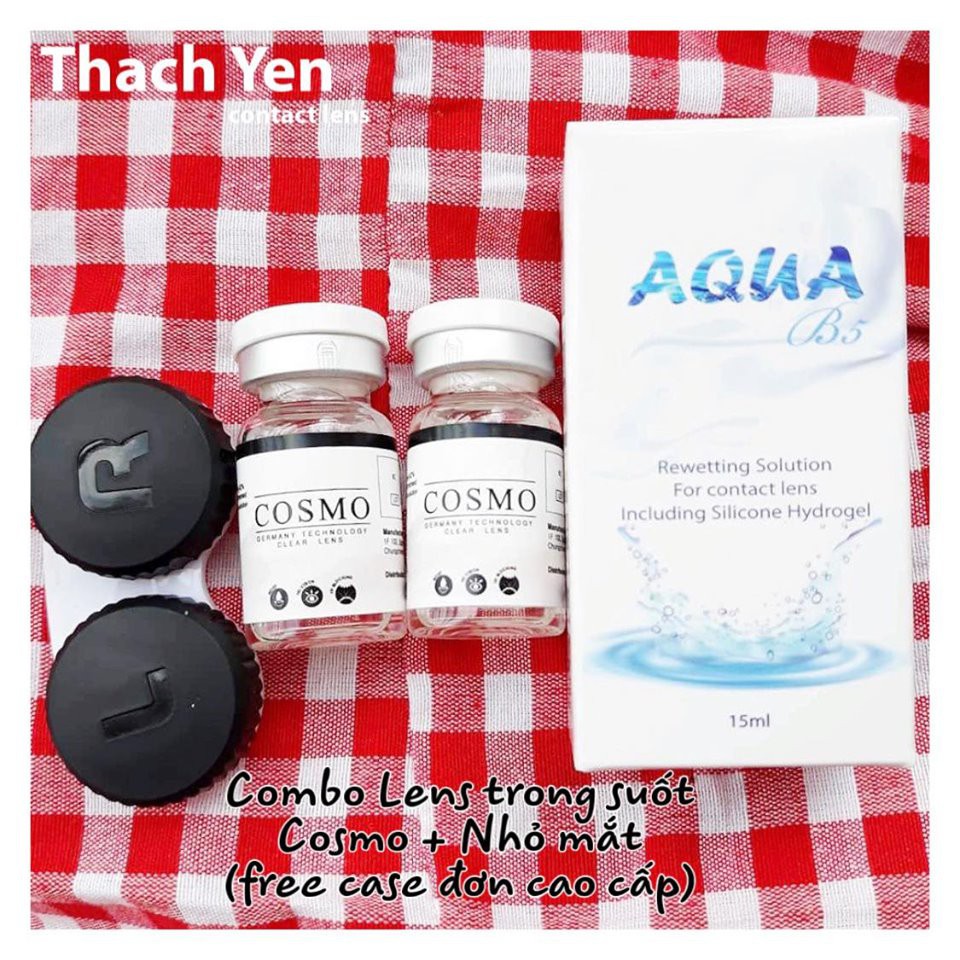 Combo Lens trong suốt Cosmo & Nhỏ mắt 13ml