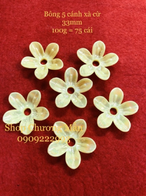 100G Bông Mai 5 Cánh 33mm Xà Cừ Trang Trí Tháp Tỏi, Phụ Kiện Handmade