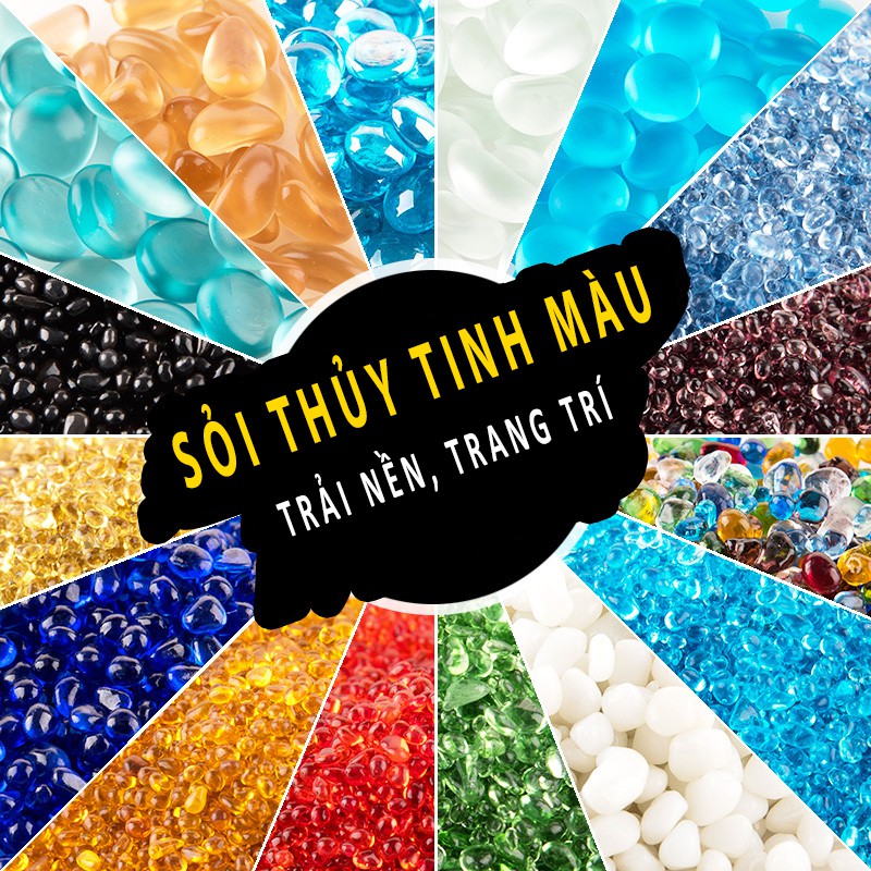 Sỏi thủy tinh màu Sỏi trang trí bể cá tiểu cảnh