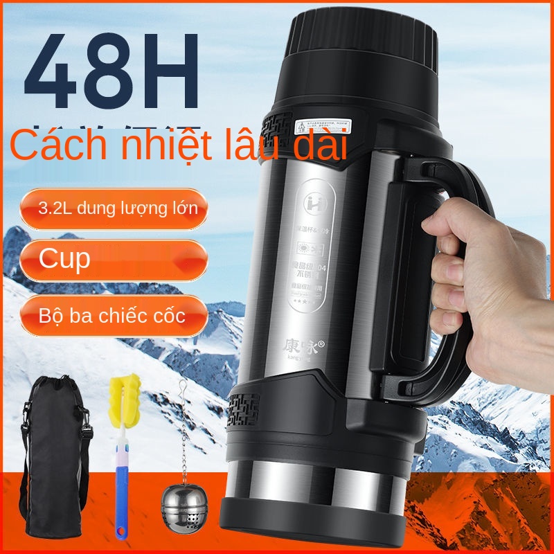 Bình giữ nhiệt inox 304 nam bình nước du lịch dung tích lớn bình bảo ôn ngoài trời công trường bình giữ nhiệt gia đình d