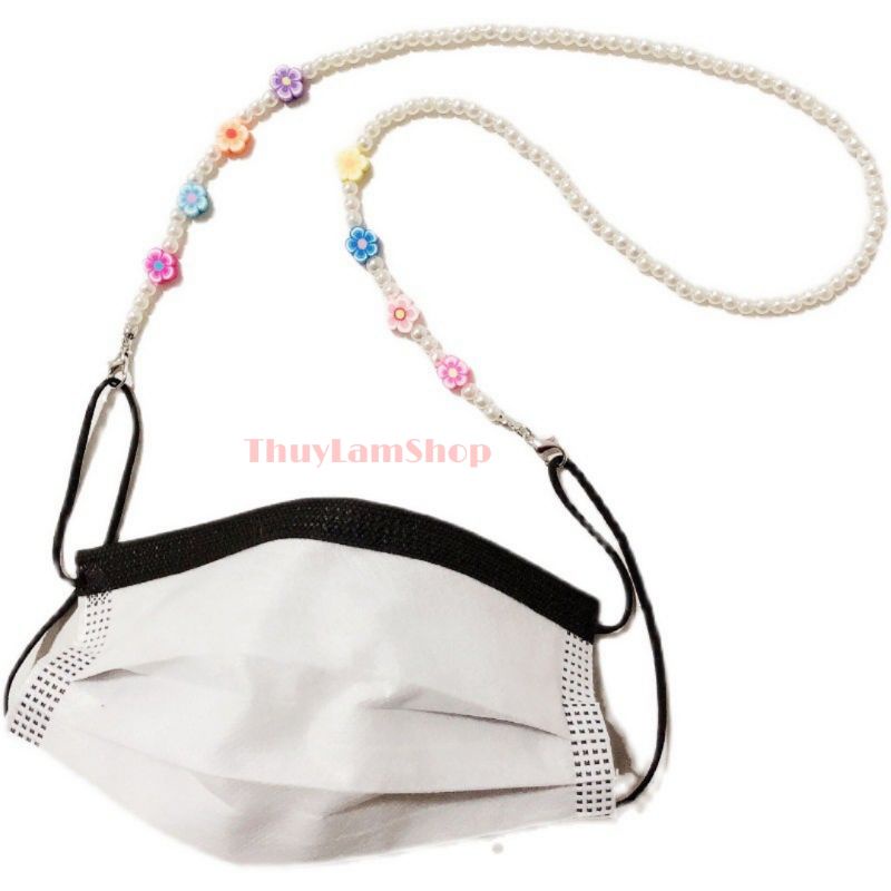 Dây đeo trang trí khẩu trang, kính mắt hình mặt cười, hoa chống rơi trượt tiện lơi thời trang