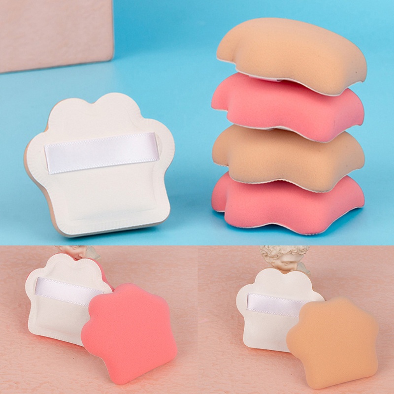 Set 2 Mút Trang Điểm Bằng Cotton Hình Chân Mèo Dễ Thương Kèm Dây Đeo Tiện Lợi