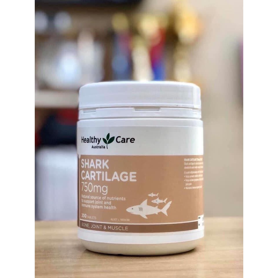 [Mẫu mới, đủ bill] Viên uống sụn c.á m.ập Healthy Care Shark Cartilage 750mg 200 viên