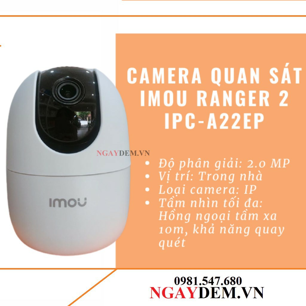 [TẶNG THẺ NHỚ 32GB] Camera IP Wifi IMOU A22EP 1080P - Cảnh Báo Âm Thanh, Đàm Thoại 2 Chiều