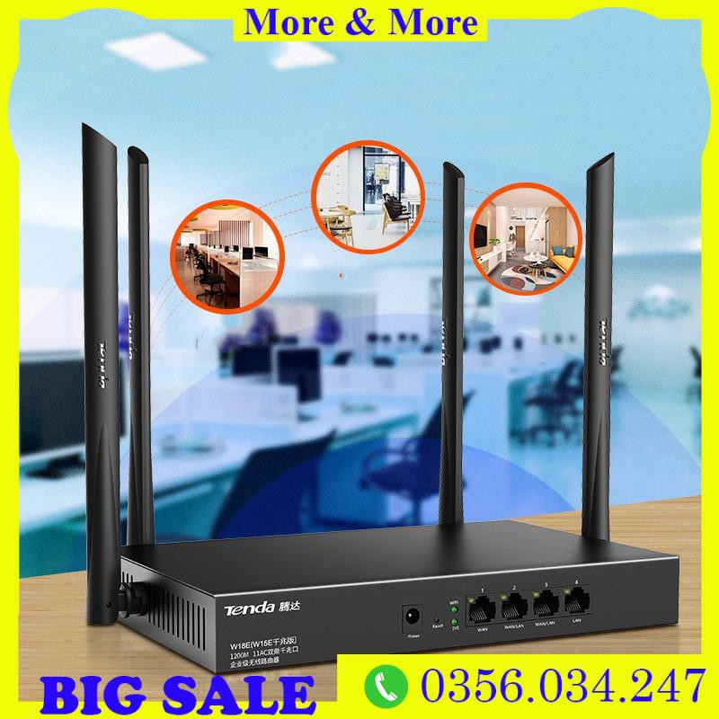 ⭐Bộ phát WIFI Tenda w15e ac1200Mps mạng doanh nghiệp 50 user ⭐vùng phủ sóng 300m2 4 ăn ten phát sóng cực mạnh⭐Freeship b