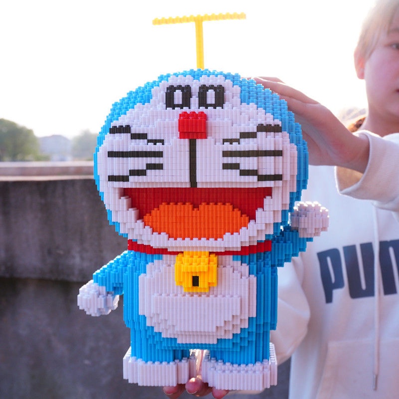 LEGO Doraemon cao Khó Adult Micro-hạt Xây Dựng Tương thích với LEGO DIY Holographic Puzzle quà tặng