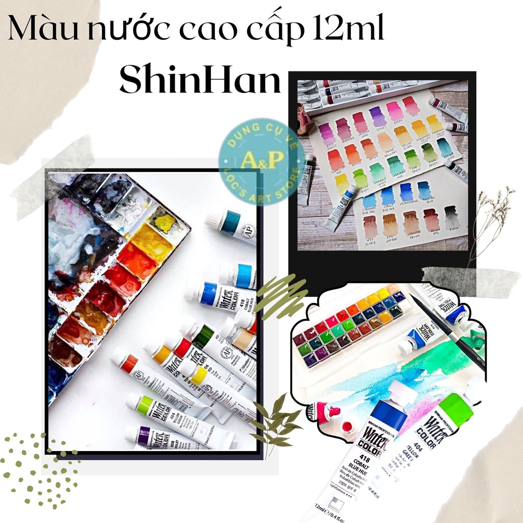 [Lộc's Art Store] Màu Nước Hàn Quốc SHINHAN Tuýp 12ml - Water Color SHINHAN Professional 12ml