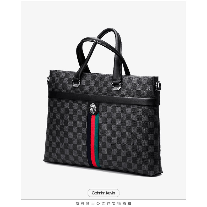 Cohnim Kevin Túi tote công sở da nam chính hãng, Túi đựng máy tính xách tay 14 inch