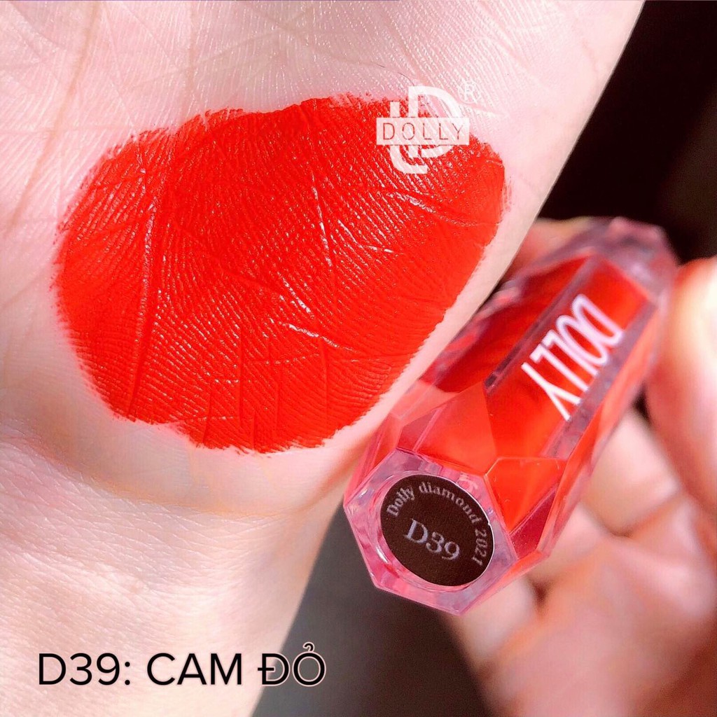 Son Lì Son Kem DOLLY DIAMOND VELVET Không Chì Cao Cấp Chính Hãng Màu Cam Đỏ