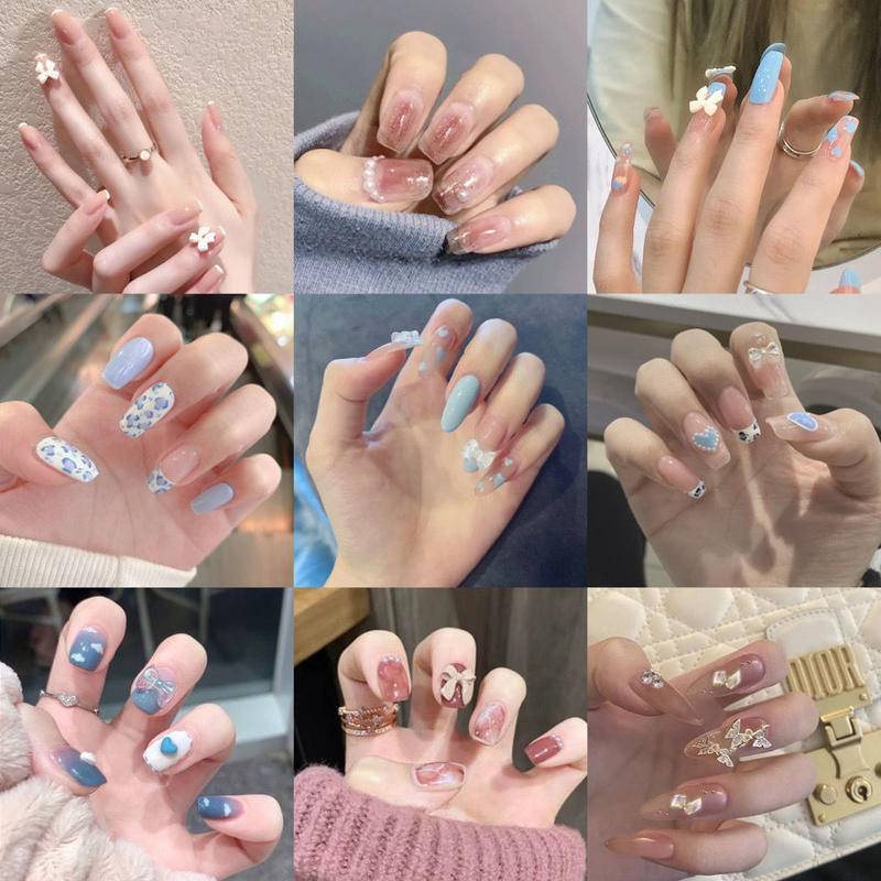 [Hàng mới về] Set 24 móng tay giả ngắn thời trang cho nữ