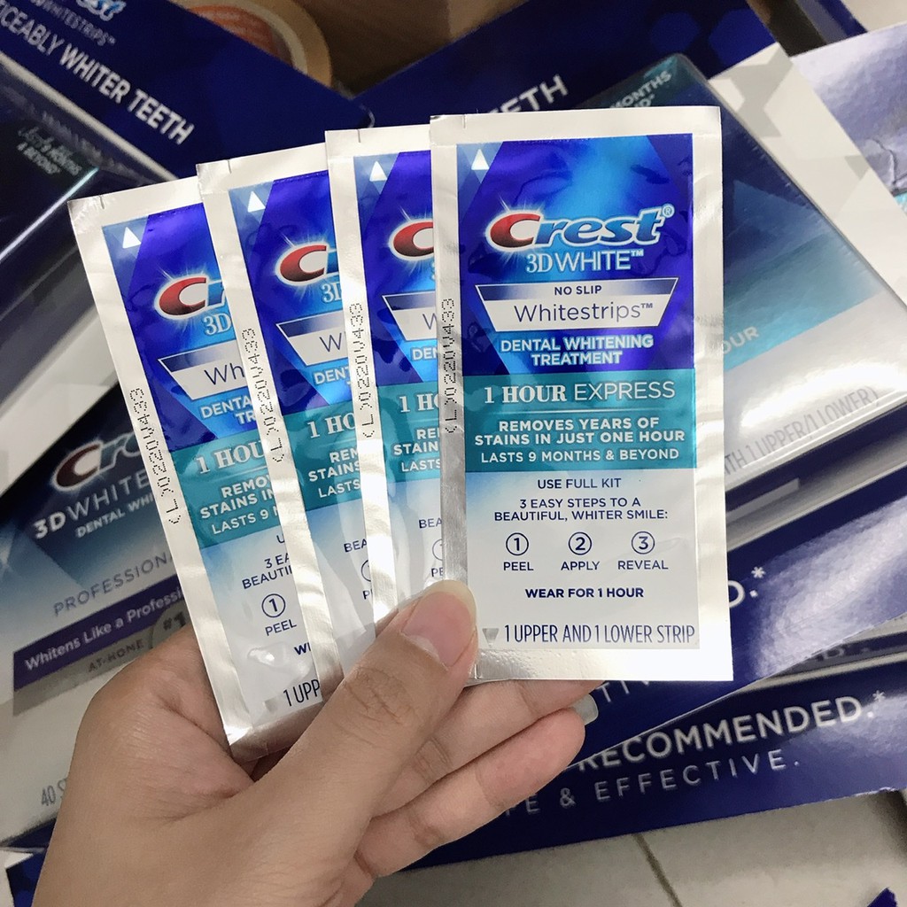 MIẾNG DÁN TRẮNG RĂNG CREST PROFESSIONAL & 1 HOUR MỸ