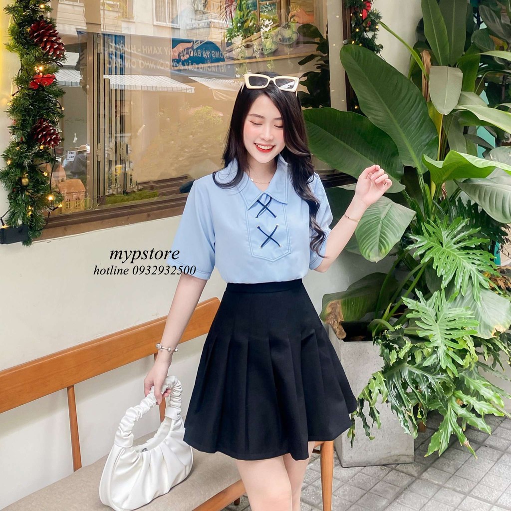 Áo bâu sơ mi đóng khoen đan dây mypstore | BigBuy360 - bigbuy360.vn