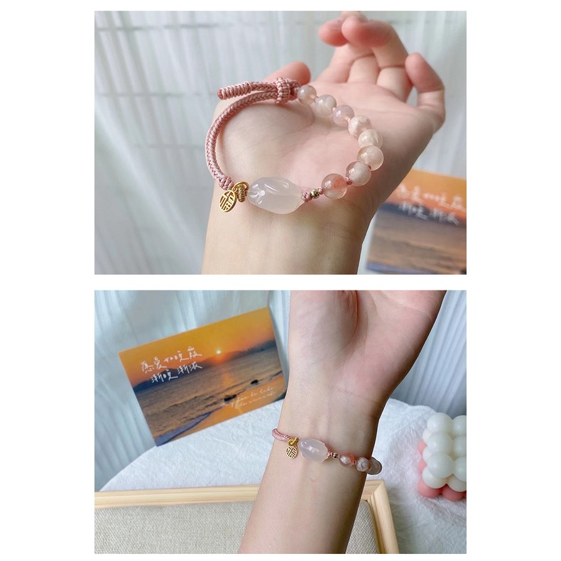 [Hàng Mới] Vòng Tay Dây Bện Mặt Hình Thỏ Trắng