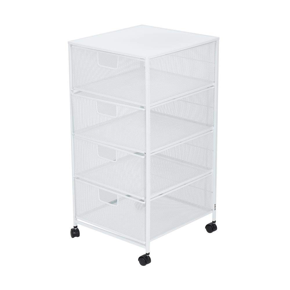 HomeBase STACKO Tủ 4 ngăn kéo bằng lưới thép có bánh xe BILA Thái Lan W35.5xH73xD37.5cm màu trắng