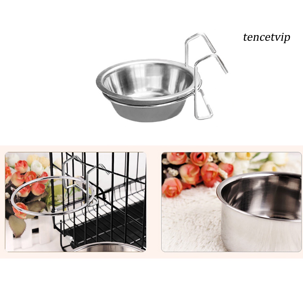 Tô Đựng Thức Ăn / Nước Uống 150ml Bằng Thép Không Gỉ Có Móc Treo Cho Thú Cưng